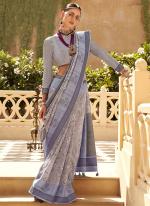 Silk Light Blue Traditional Wear Printed Saree